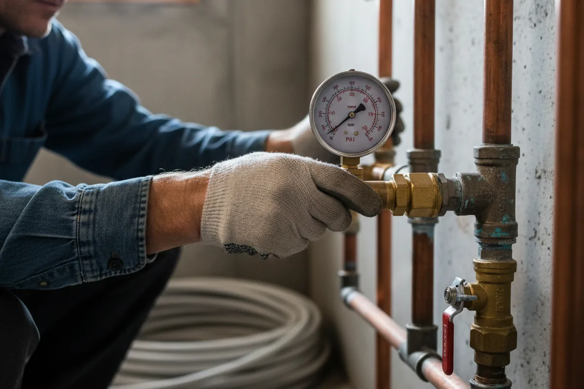 Pressure testing a repaired line during Water Line Repair in Hampton Bays